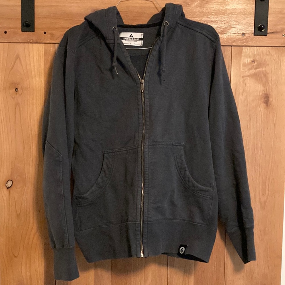 American Giant Full Zip Heavyweight Hooded Sweatshirt Gray Size Large